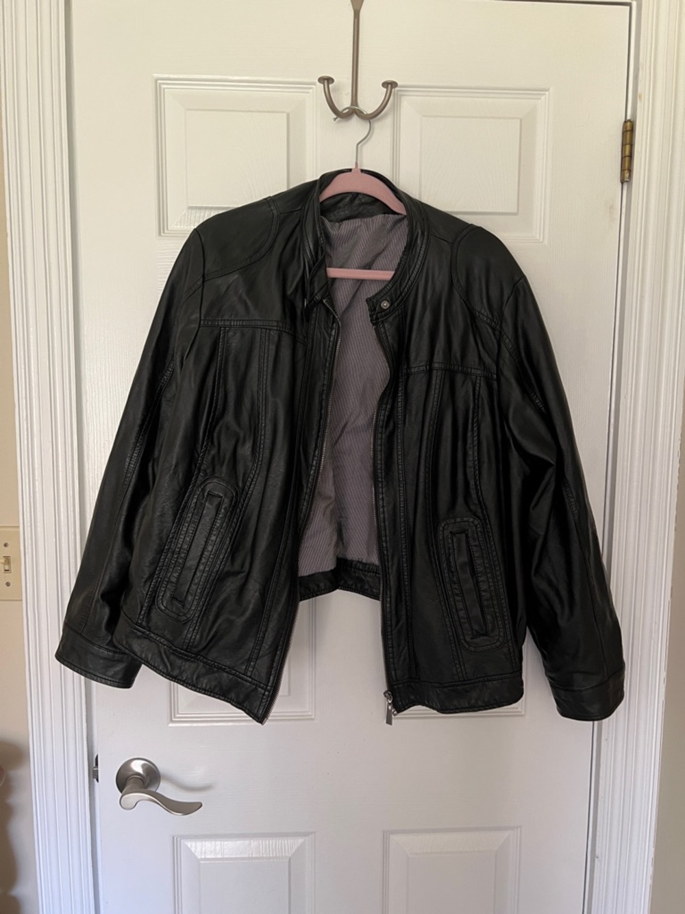 Men's Black Leather Jacket - Classic Biker Style